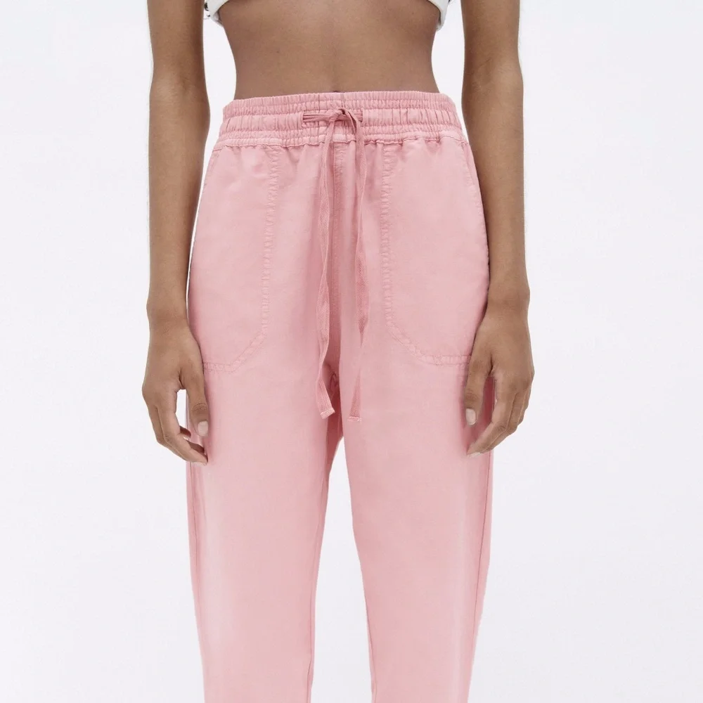 NWT Zara Pink Linen High Rise Jogger Pants Size 4